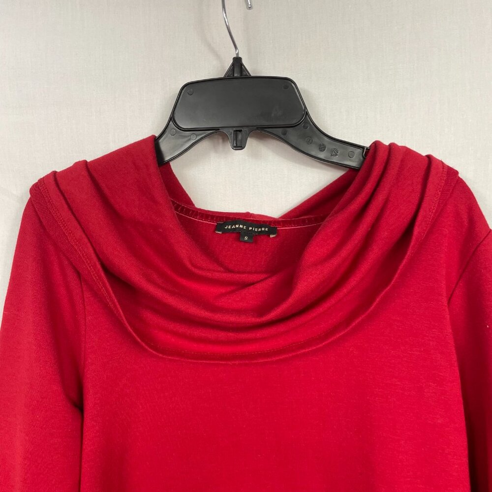 JEANNE PIERRE Women's Red Asymmetric Long-sleeve Sweater With Cowl Neck Size S - Picture 4 of 11